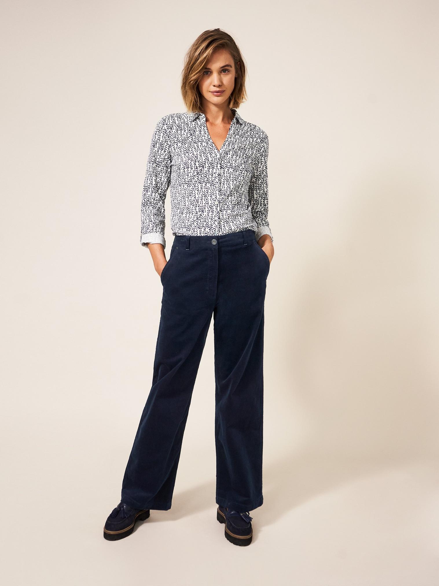 Harper Cord Wide Leg Trouser in DARK NAVY - LIFESTYLE