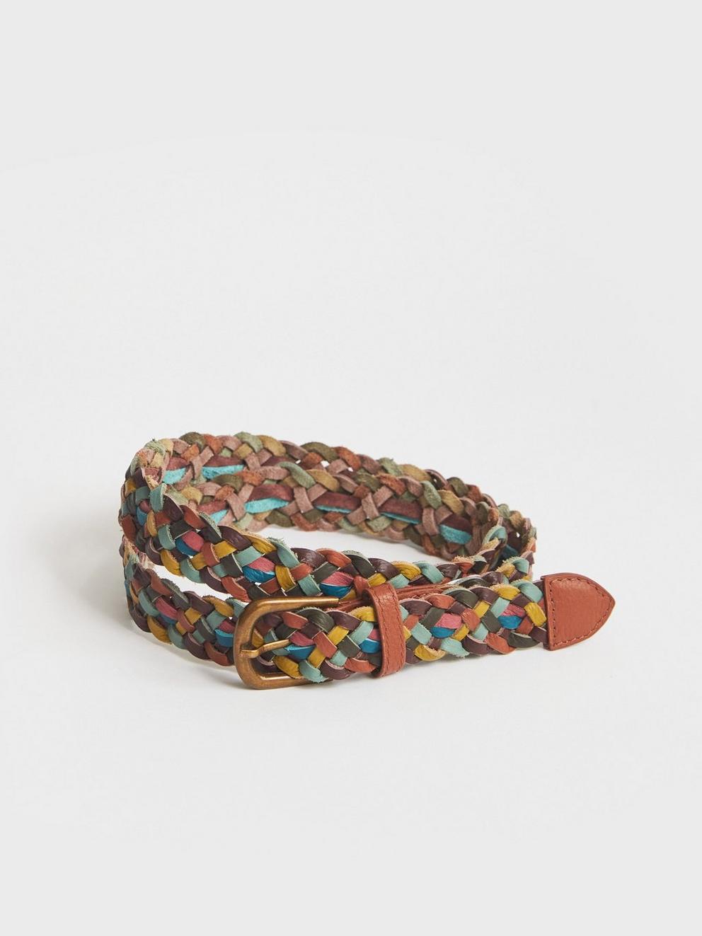 Fern Plait Belt in TEAL MLT - FLAT FRONT