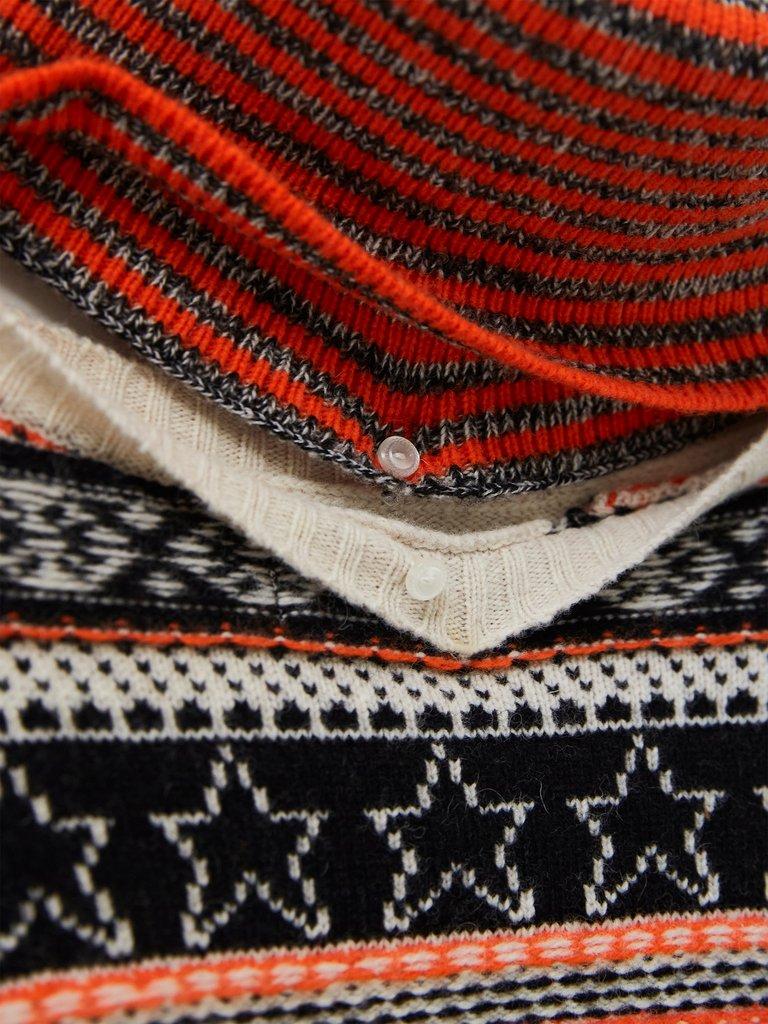 Star Fairisle Poncho in NAT MLT - FLAT DETAIL