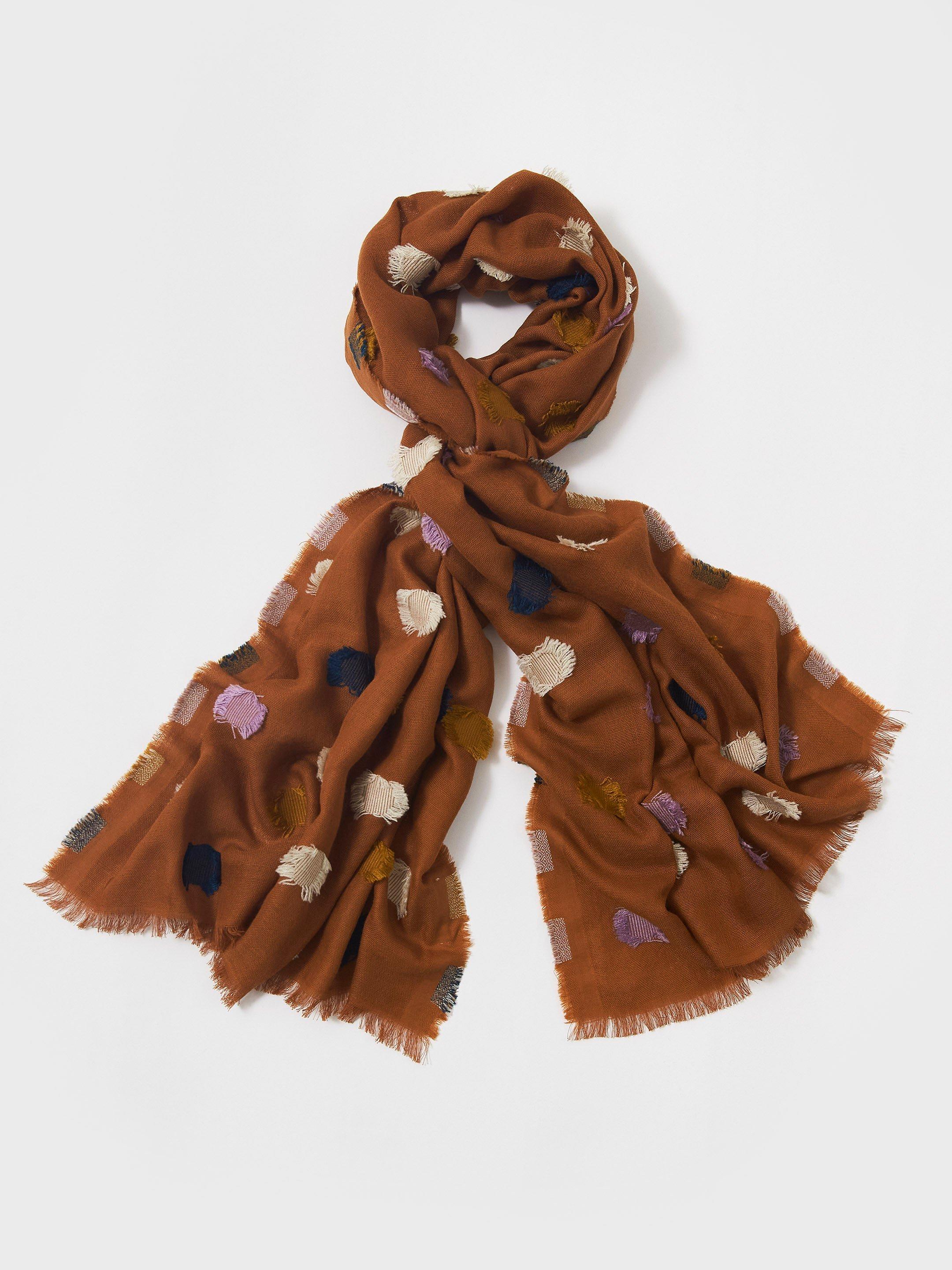 Texture Circle Midweight Scarf in DARK TAN - FLAT FRONT