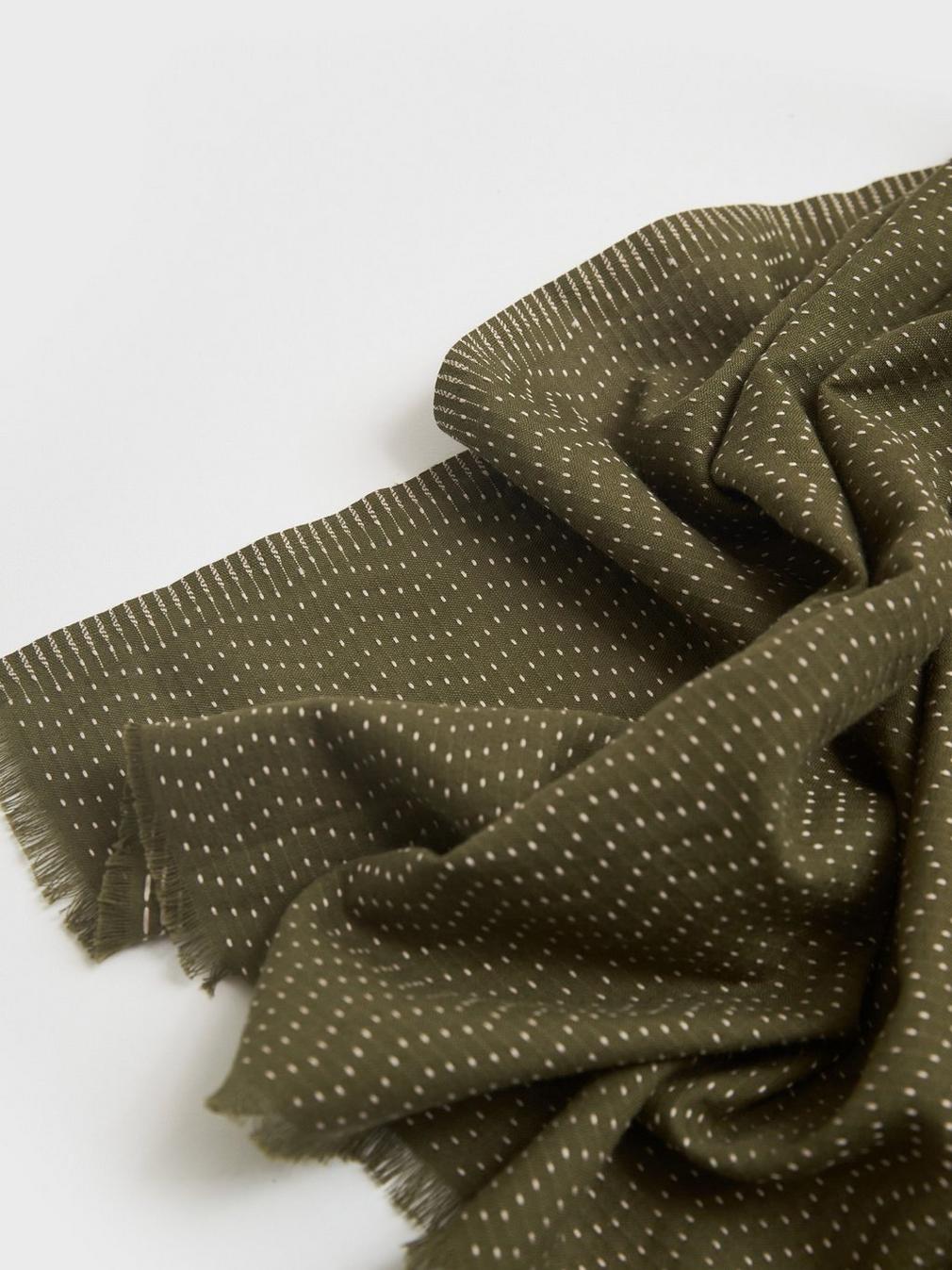 Running Stitch Scarf in KHAKI GRN - FLAT DETAIL