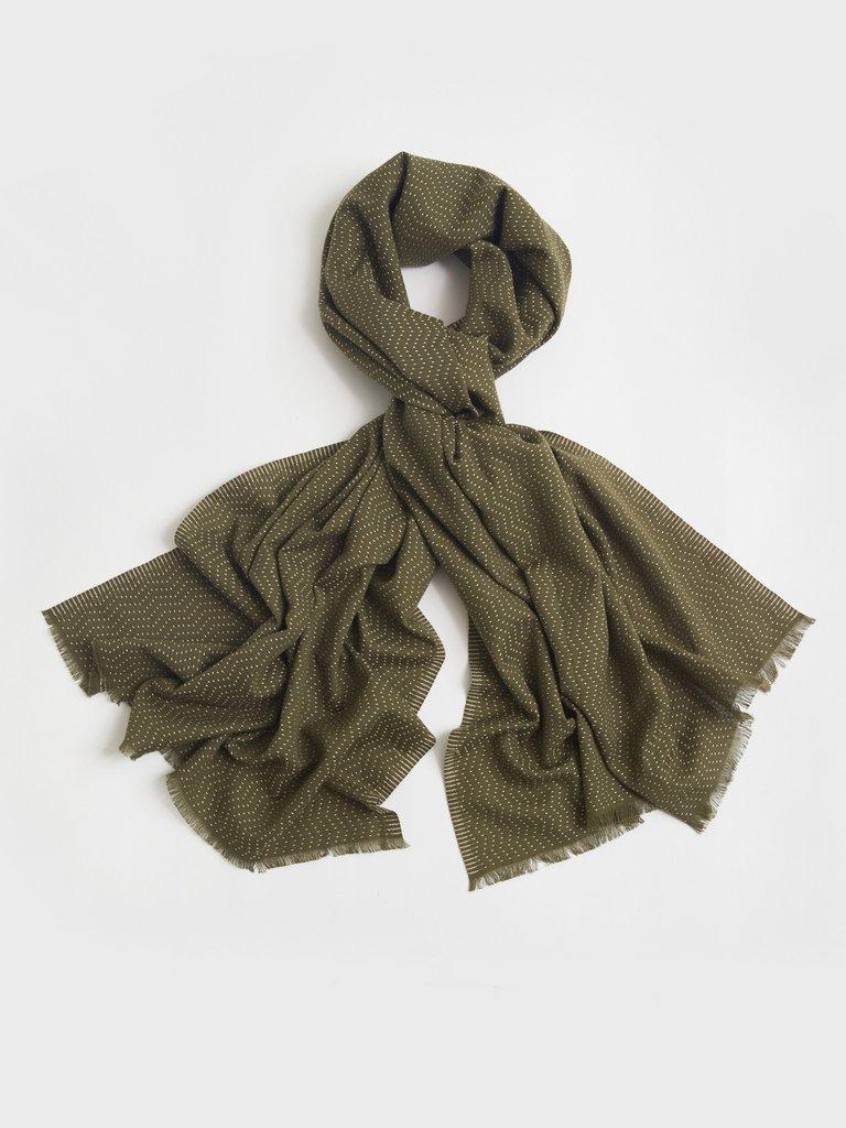 Running Stitch Scarf in KHAKI GRN - FLAT FRONT