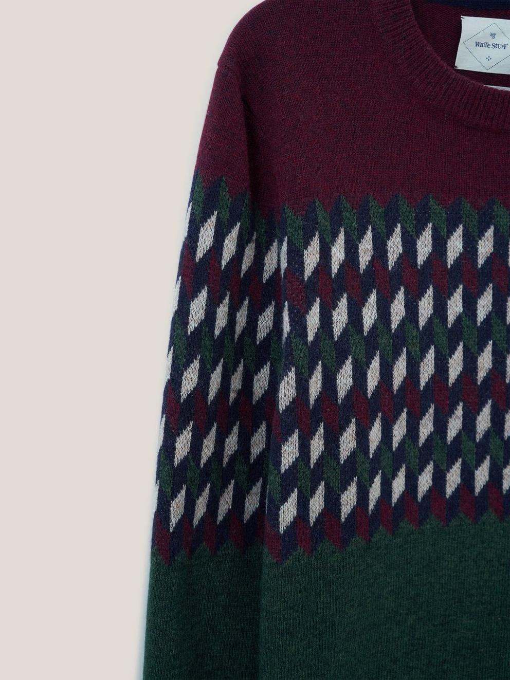 Baxton Pattern Crew in DEEP RED - FLAT DETAIL