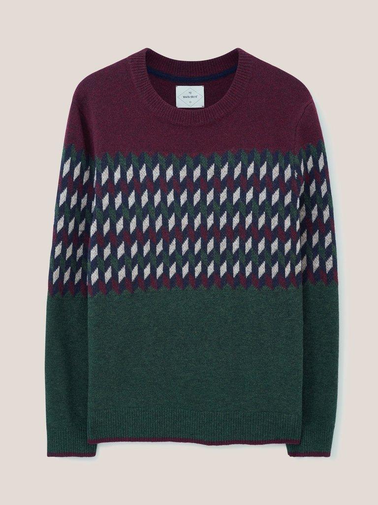 Baxton Pattern Crew in DEEP RED - FLAT FRONT