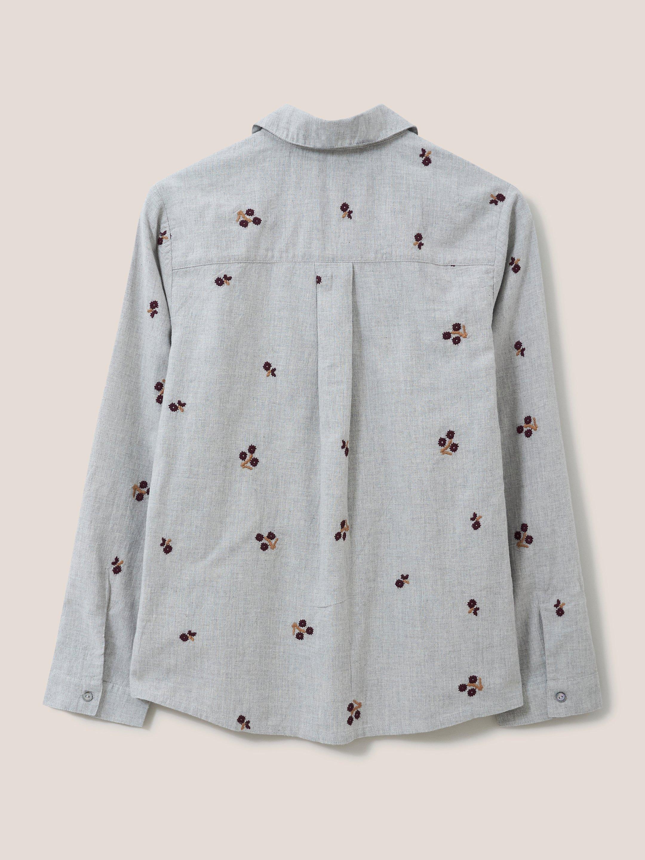Serena Embroidered Shirt in GREY MLT - FLAT BACK