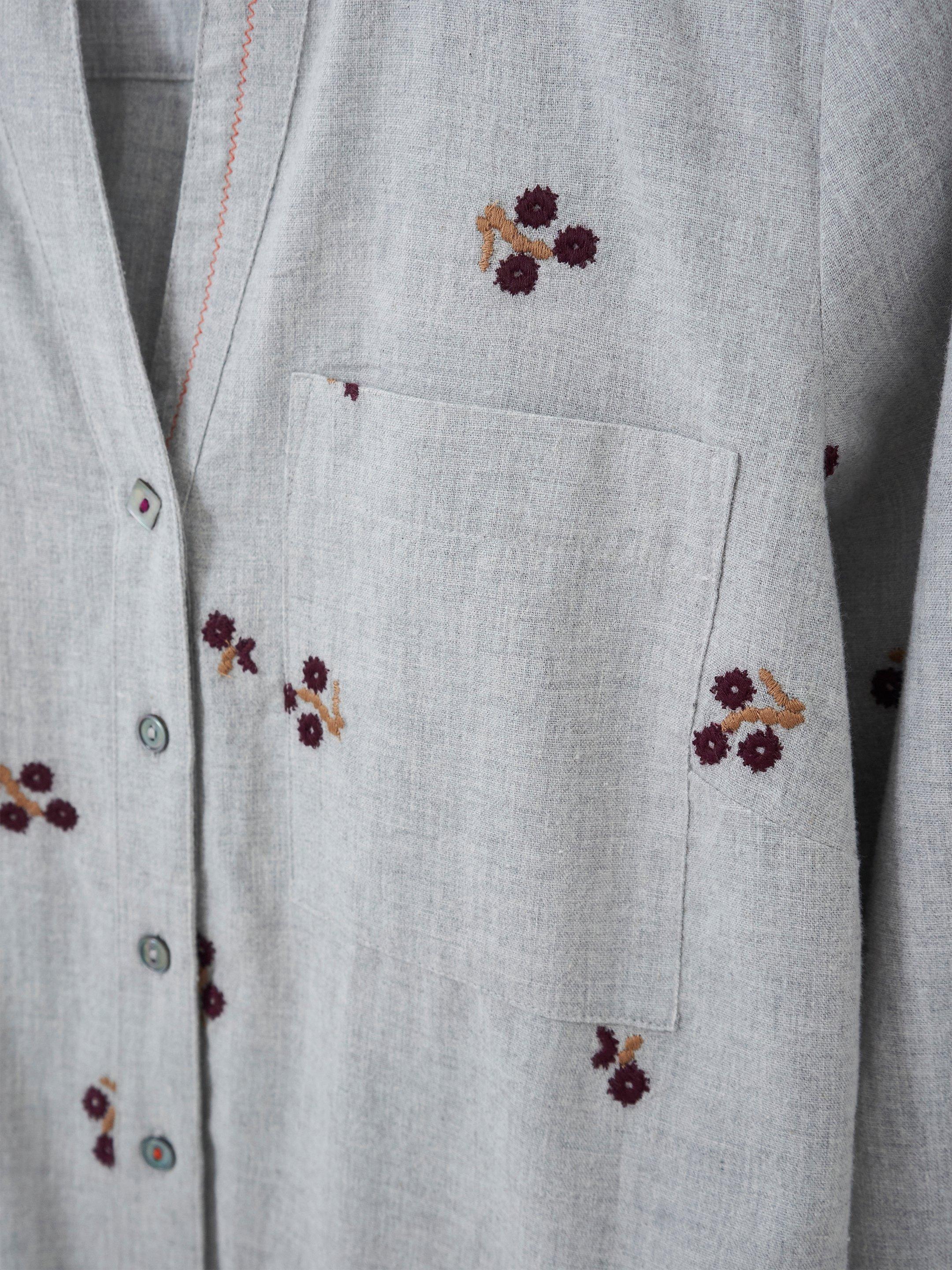 Serena Embroidered Shirt in GREY MLT - FLAT DETAIL