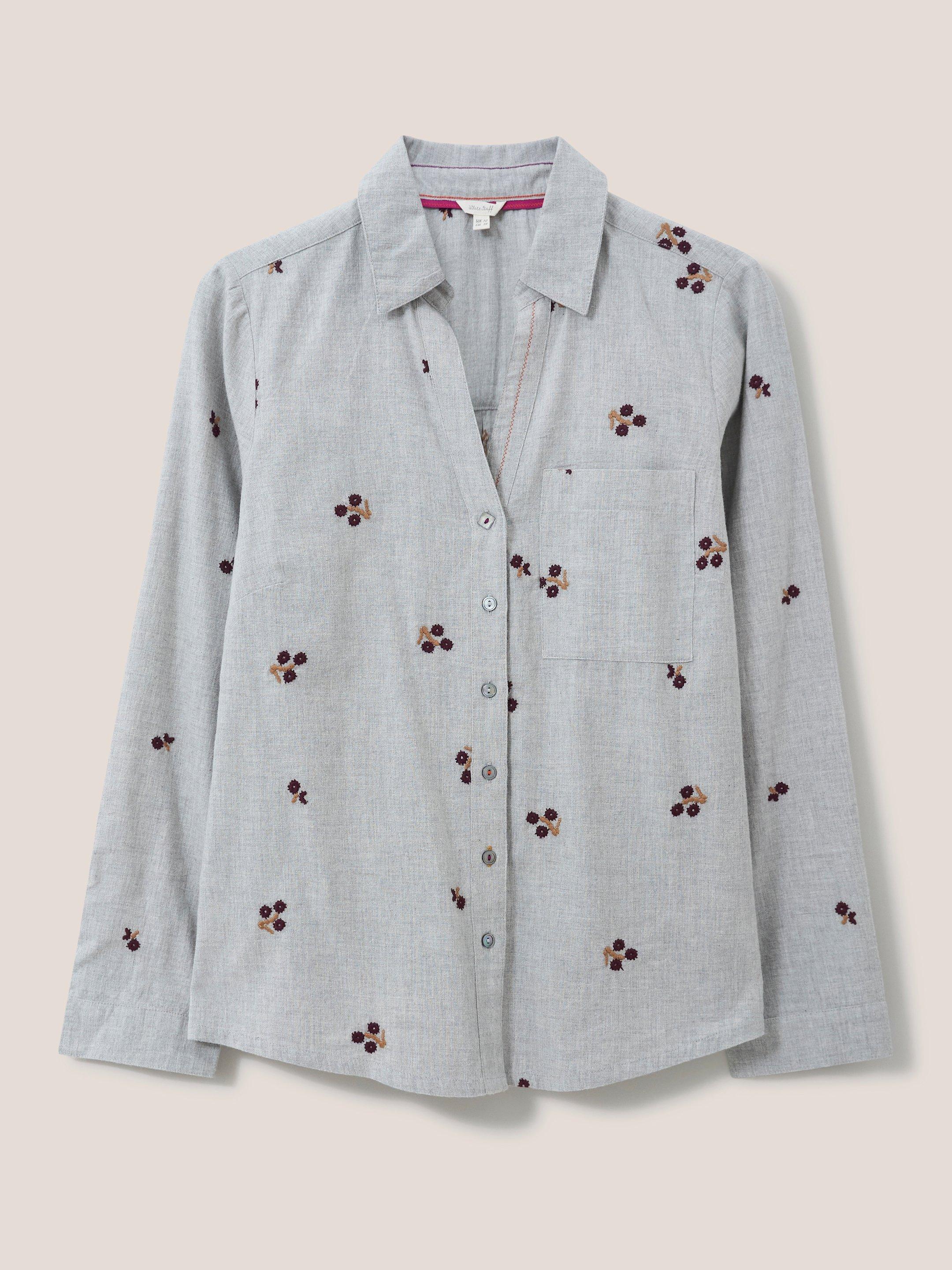 Serena Embroidered Shirt in GREY MULTI | White Stuff