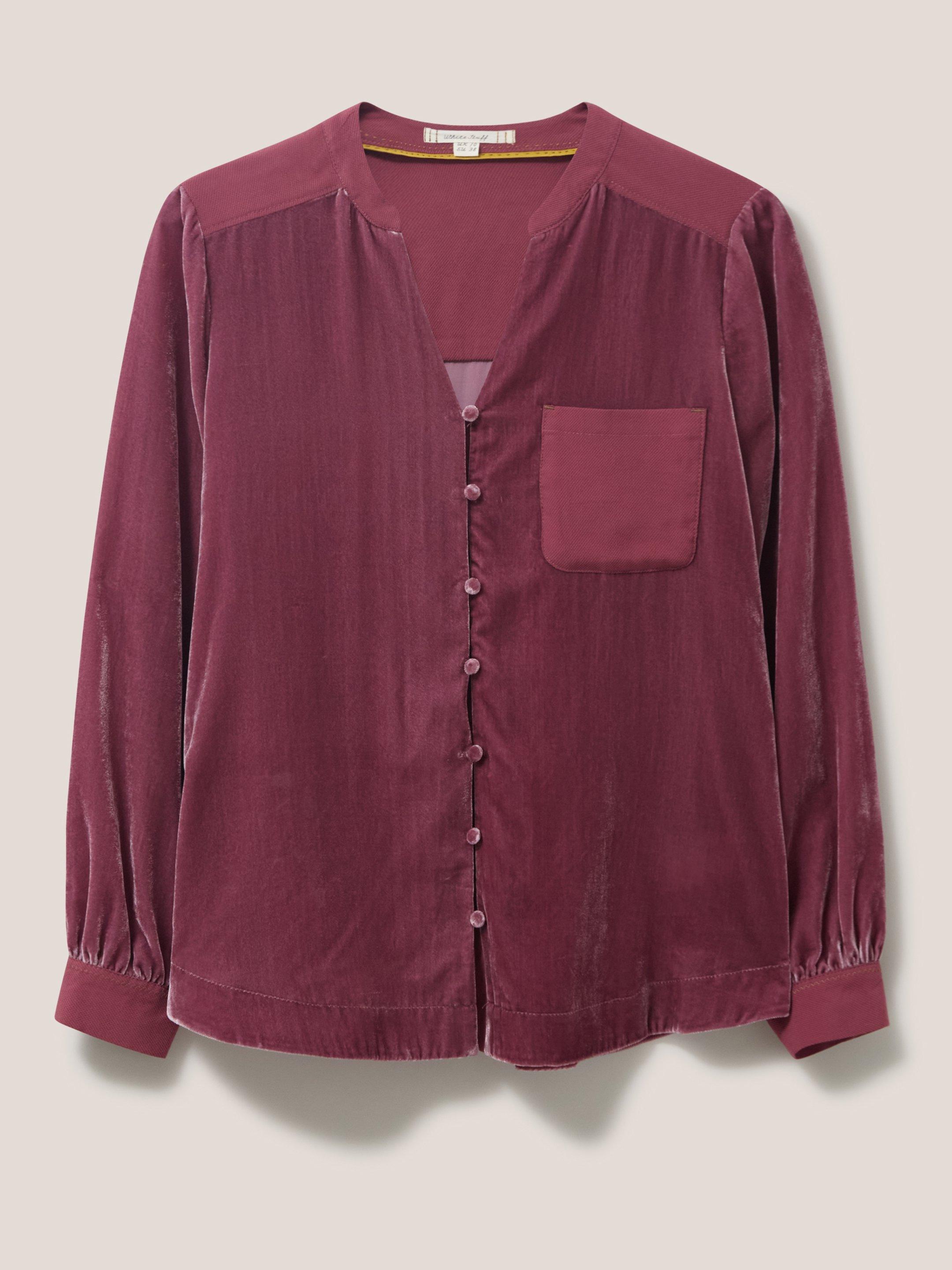 Kate Velvet Shirt in DUS PINK - FLAT FRONT