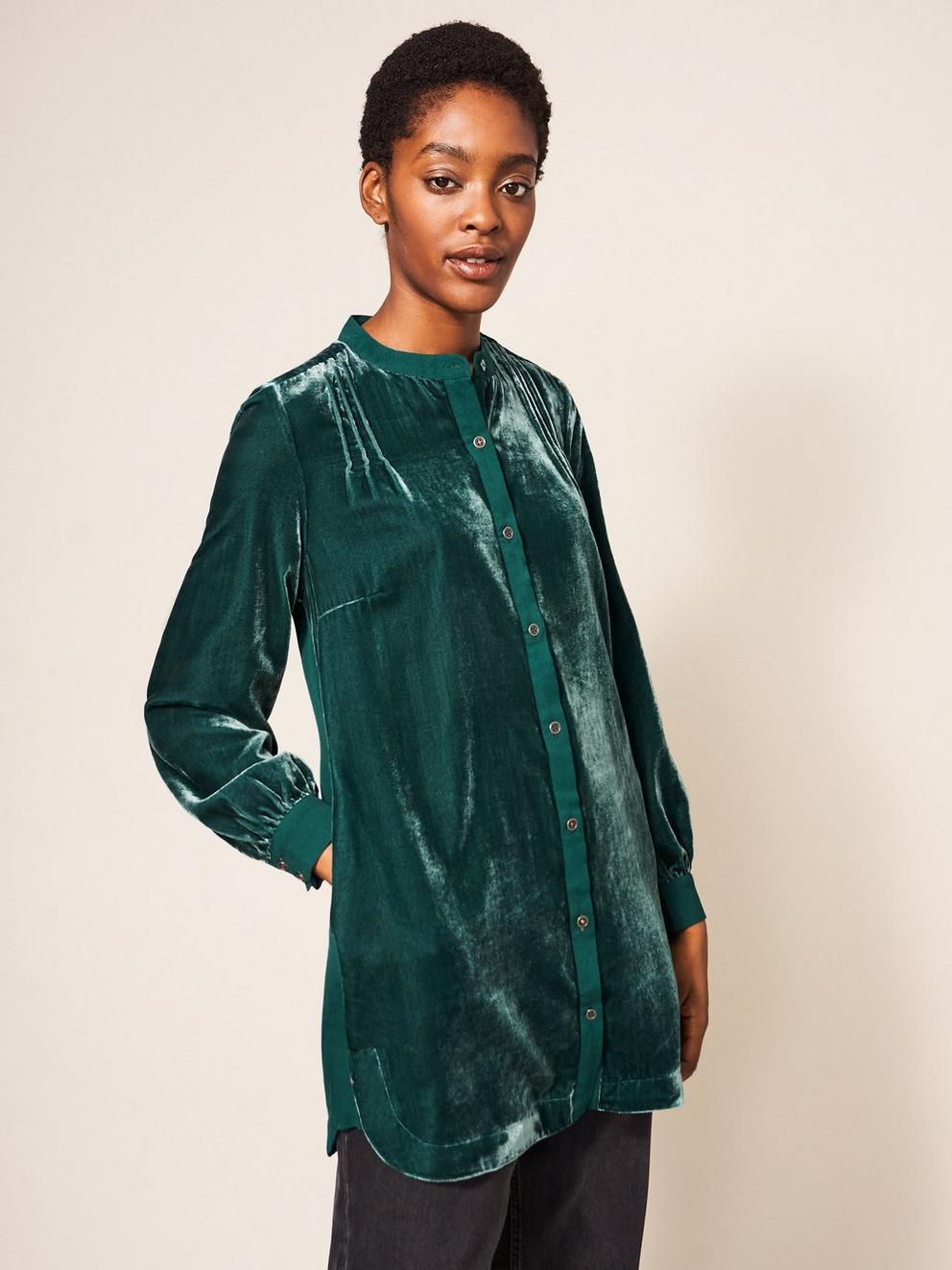 Dakota Velvet Tunic in MID TEAL - LIFESTYLE