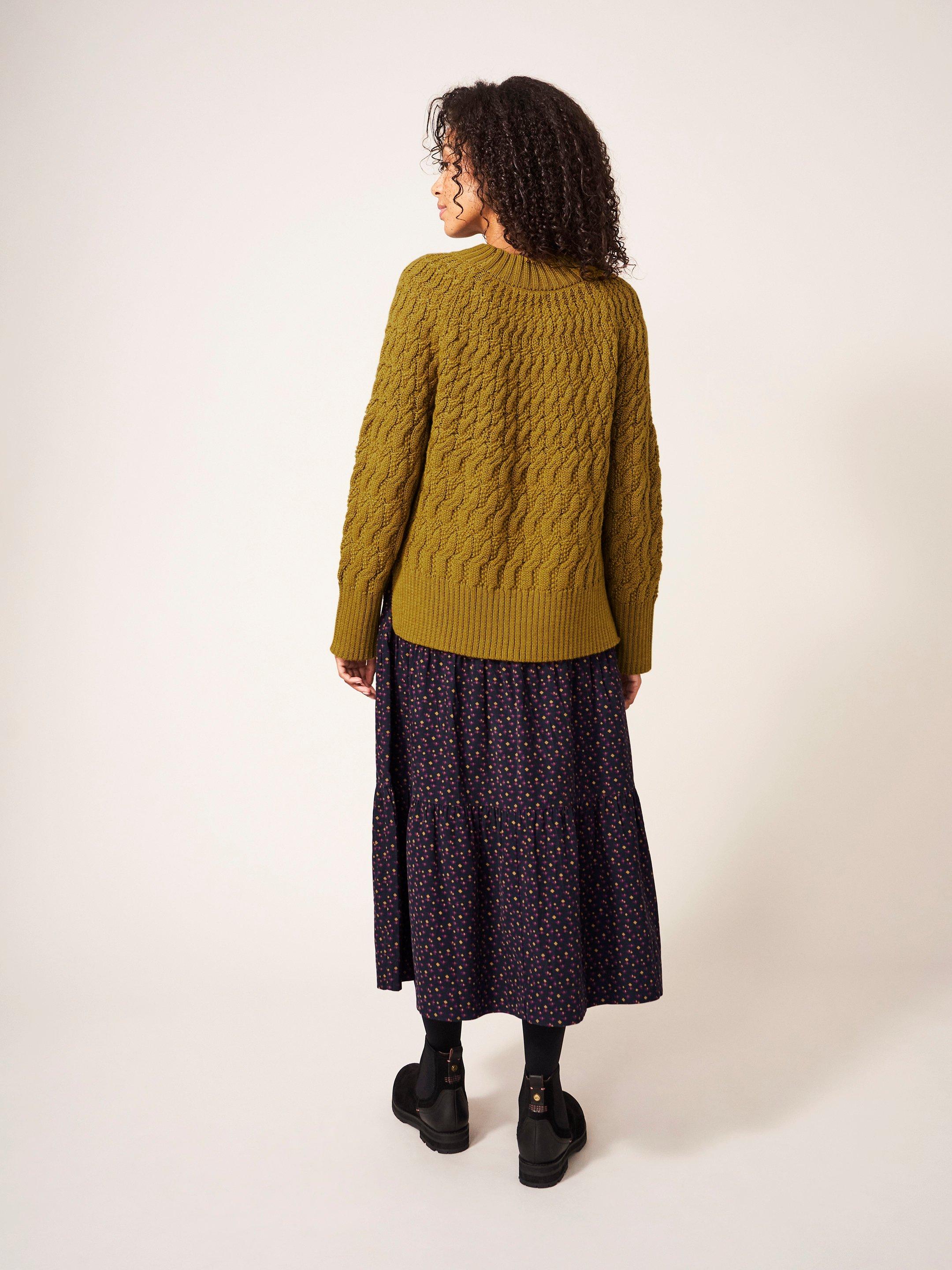 Jade Cord Tiered Skirt in GREY MULTI - MODEL BACK