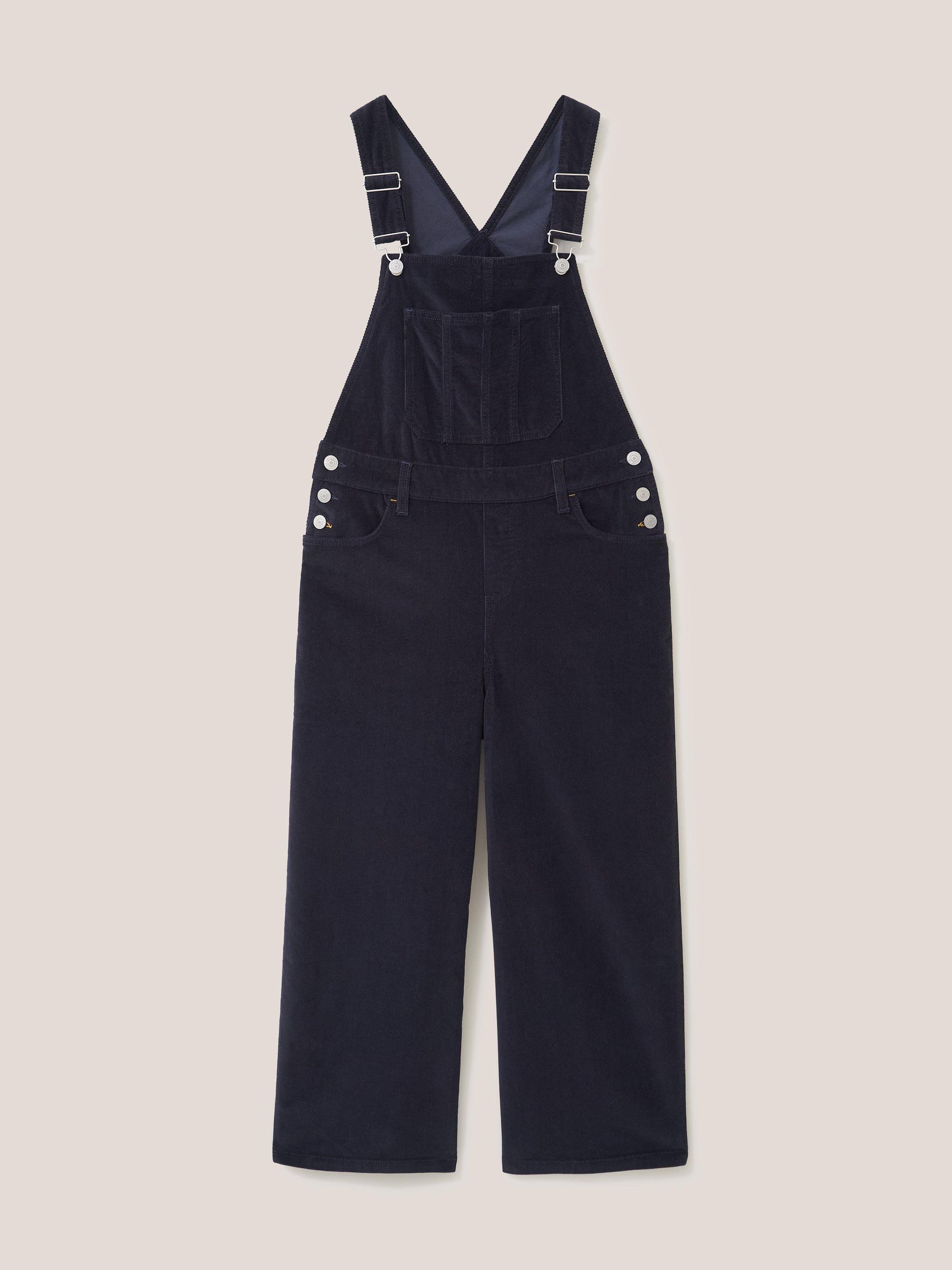 Kelly Wide Leg Cord Dungaree in DK GREY - FLAT FRONT