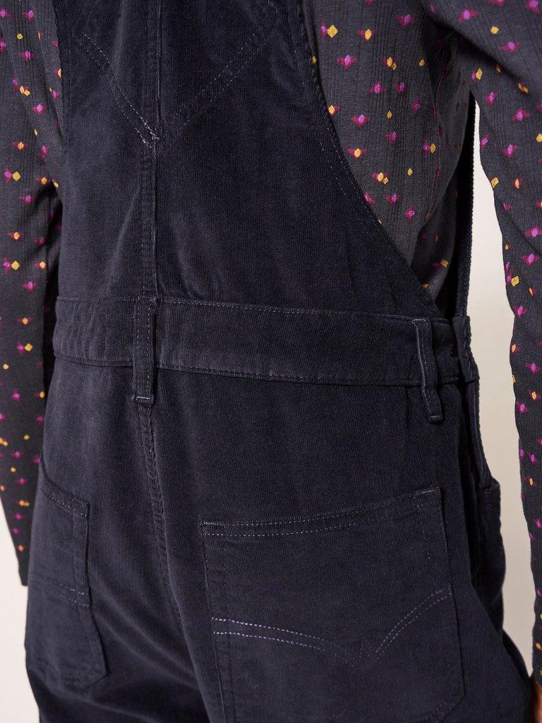 Kelly Wide Leg Cord Dungaree in DK GREY - MODEL DETAIL
