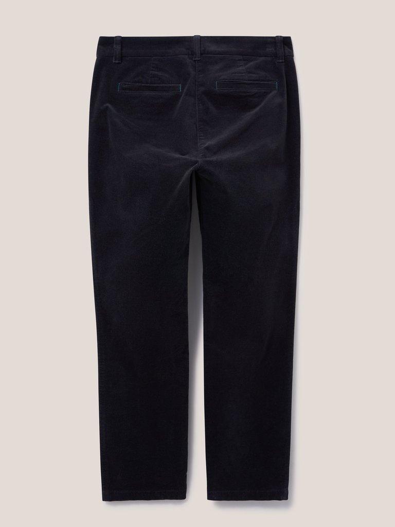 Sienna Stretch Velvet Trousers in DK GREY - FLAT BACK