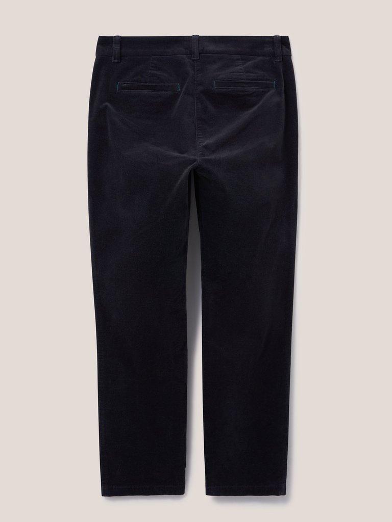 Sienna Stretch Velvet Trousers in DK GREY - FLAT BACK