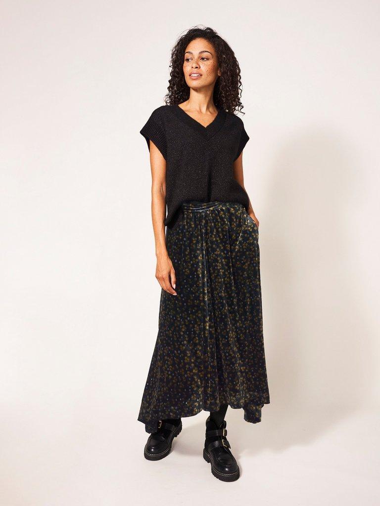 Isabelle Devore Velvet Skirt in GREY MLT - LIFESTYLE