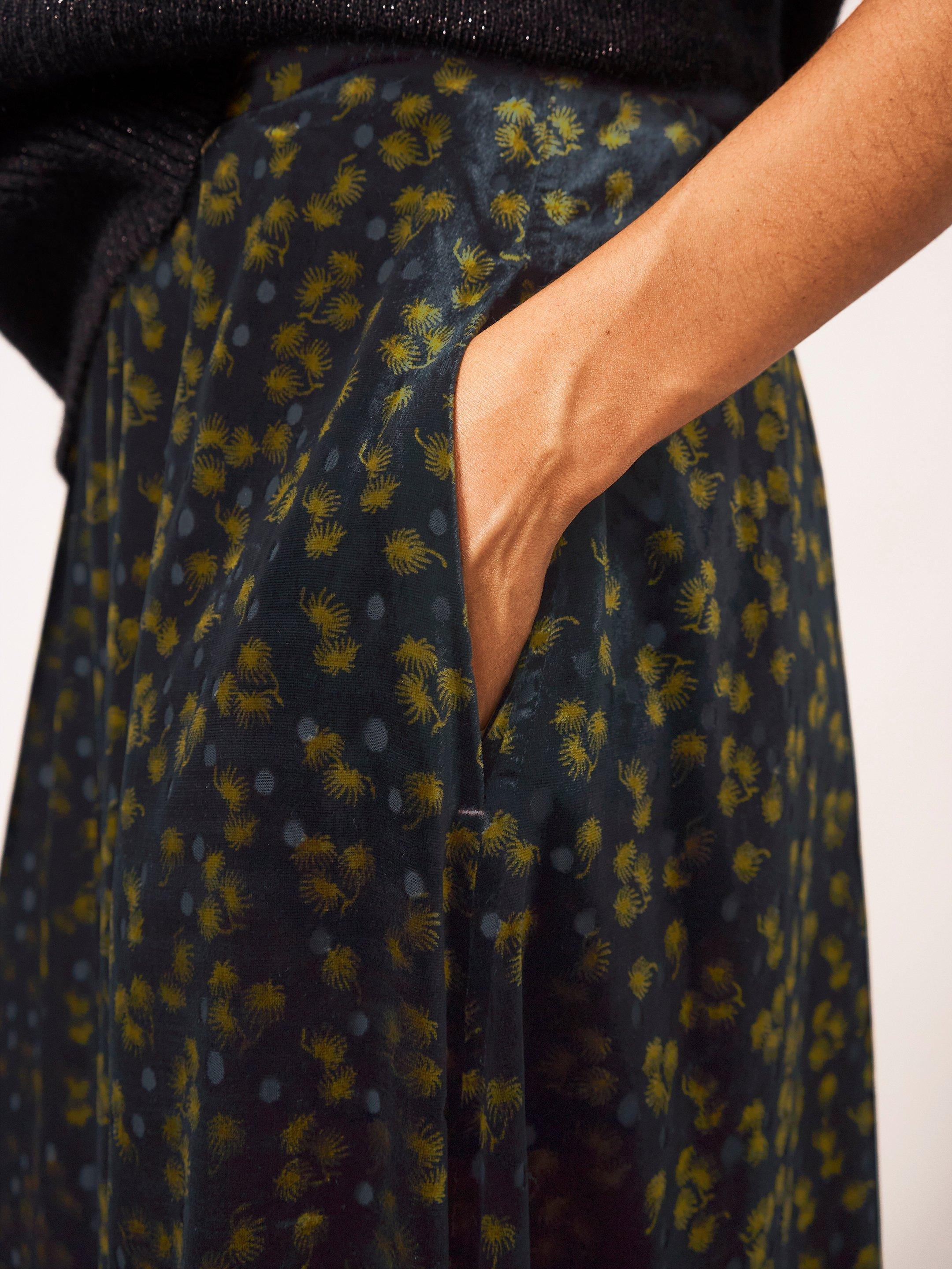 Isabelle Devore Velvet Skirt in GREY MLT - MODEL DETAIL