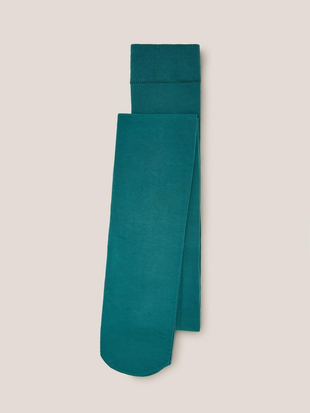 Olivia Opaque Tights in DK TEAL - FLAT BACK