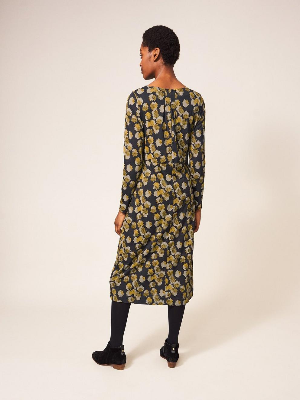 Lottie Twist Jersey Dress in GREY MLT - MODEL BACK