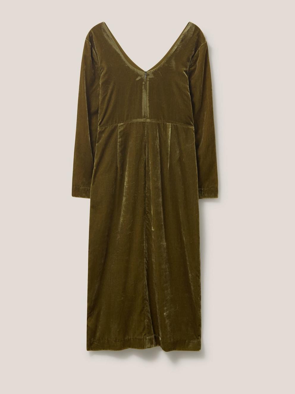 Nadia Velvet Dress in DK CHART - FLAT BACK