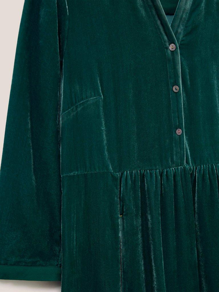 Naya Velvet Midi Dress in MID TEAL - FLAT DETAIL