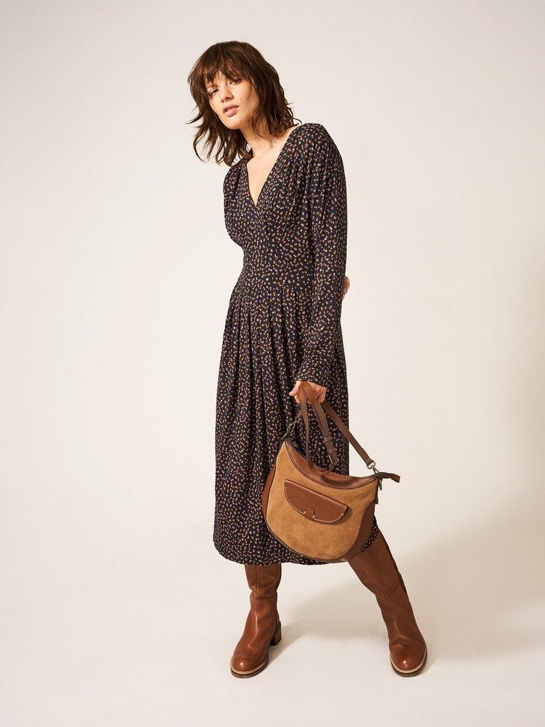Rowan Eco Vero Jersey Dress in GREY MLT - MODEL FRONT