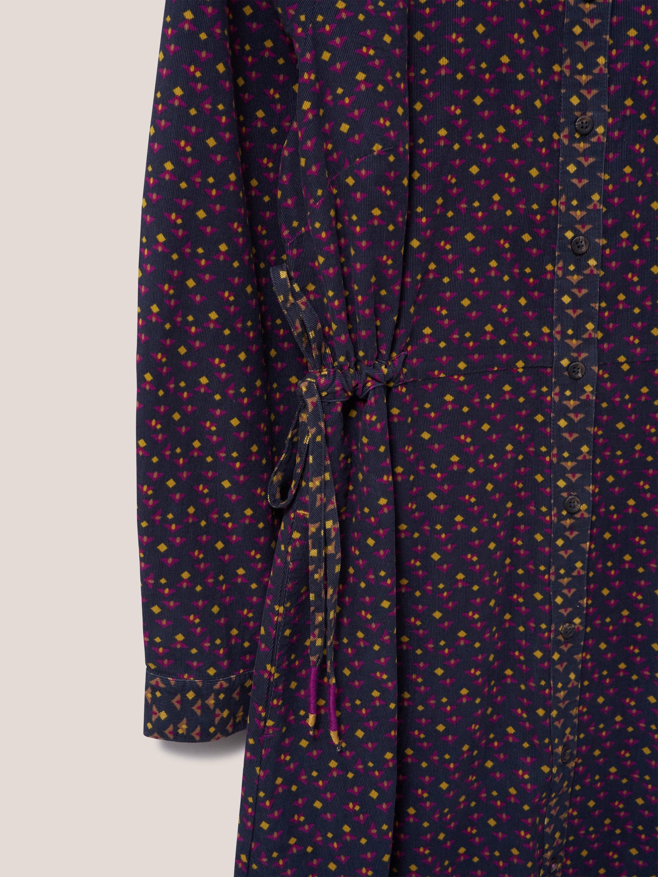 Jade Shirt Cord Dress in GREY MULTI - FLAT DETAIL