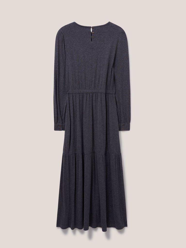 Olive Wool Mix Jersey Dress in CHARC GREY - FLAT BACK
