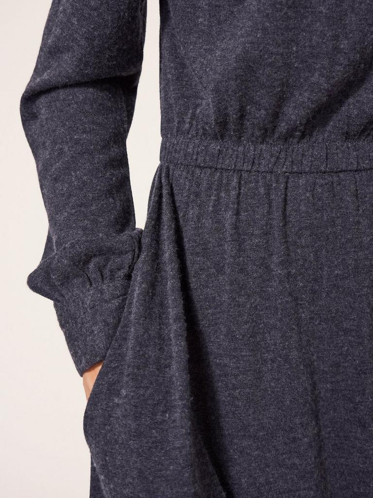 Olive Wool Mix Jersey Dress in CHARC GREY - MODEL DETAIL