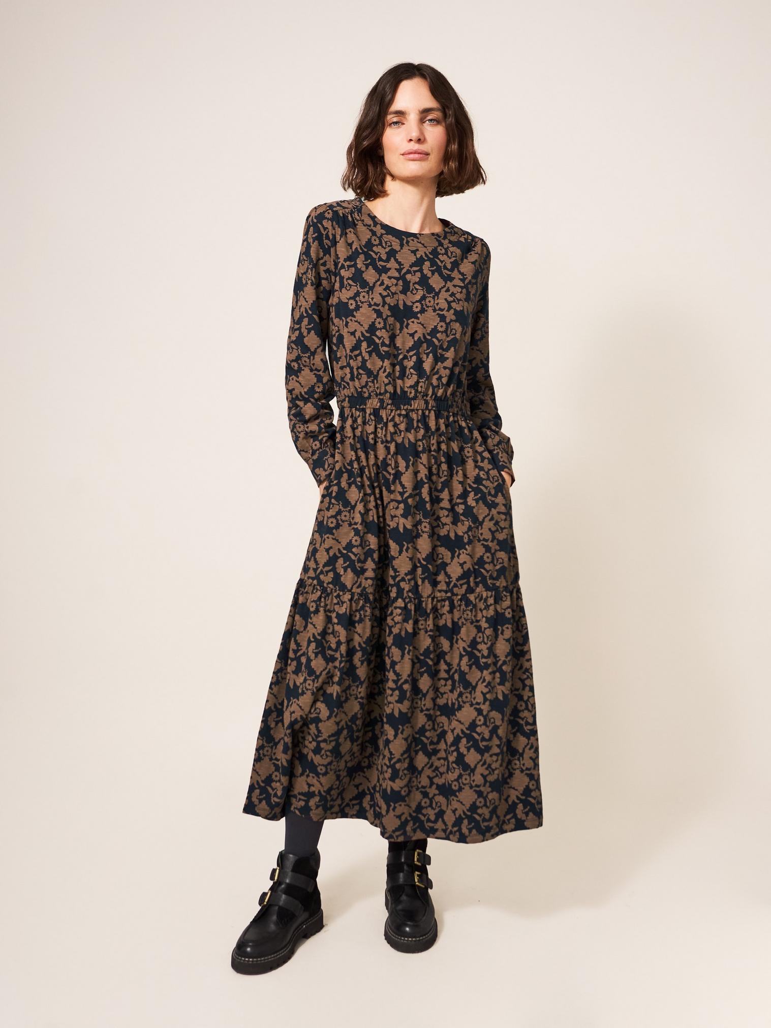 Cotton long best sale midi dress