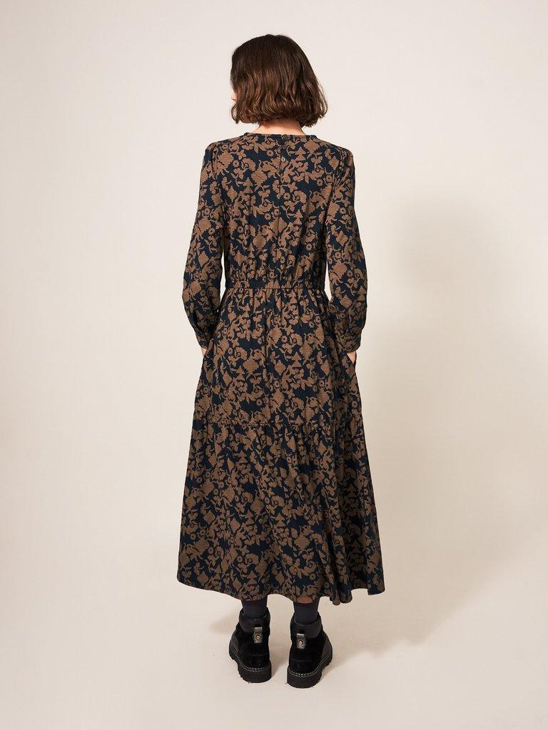 Olive Cotton Jersey Dress in GREY MLT - MODEL BACK