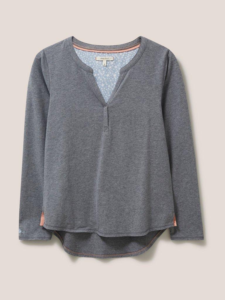 Berry PJ Top in CHARC GREY - FLAT FRONT