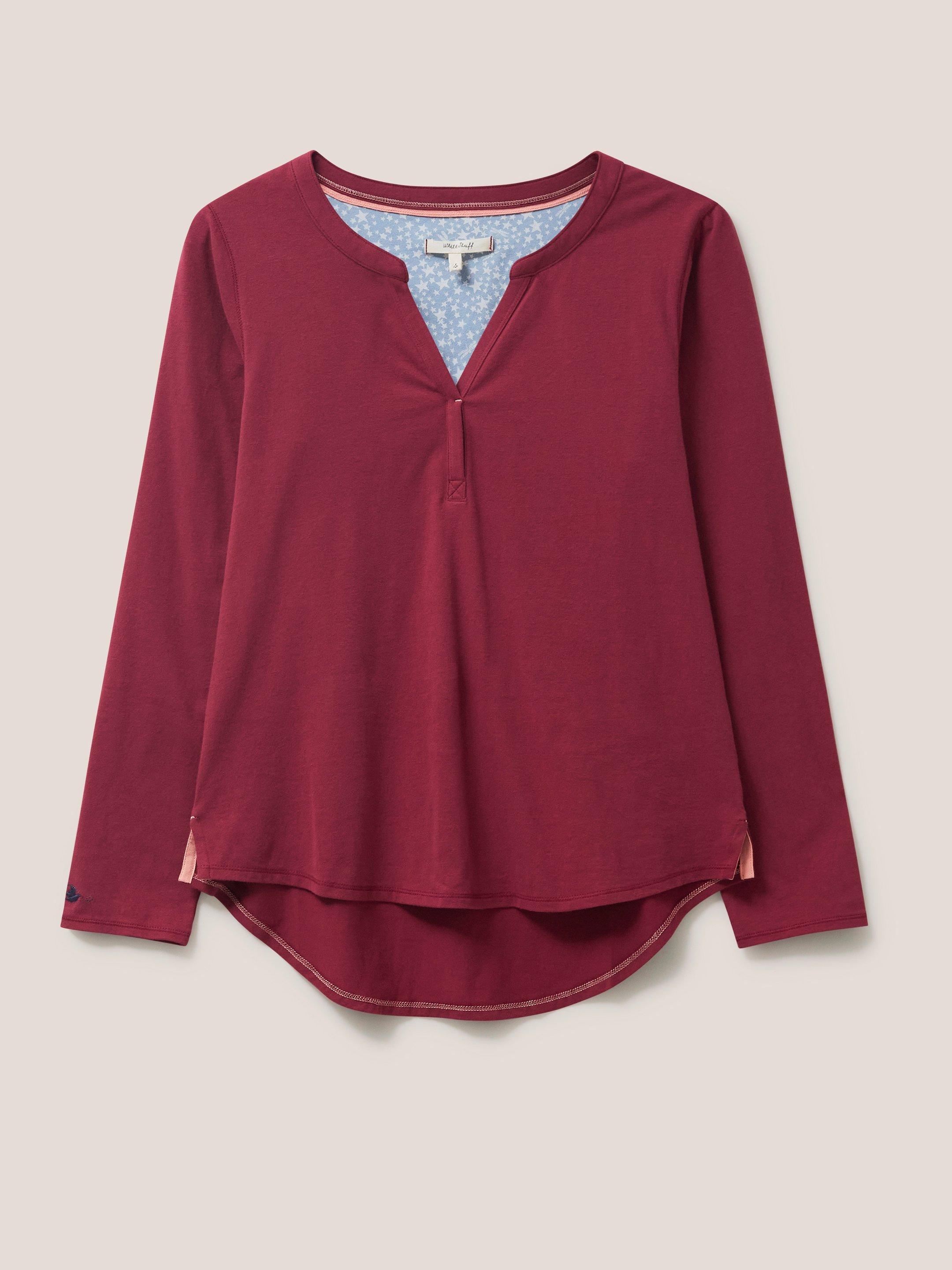 Berry PJ Top in DEEP RED - FLAT FRONT