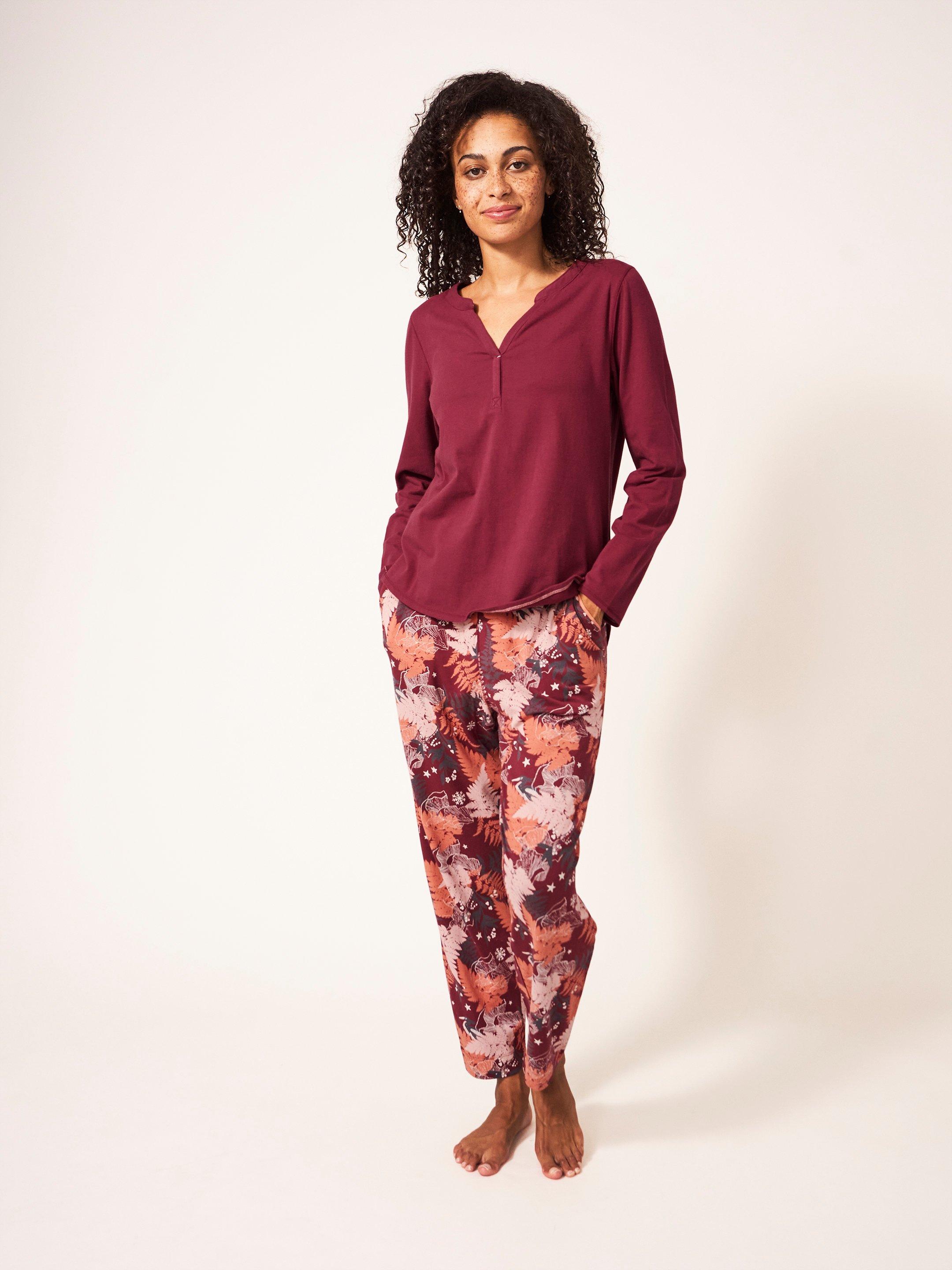 Berry PJ Top in DEEP RED - LIFESTYLE