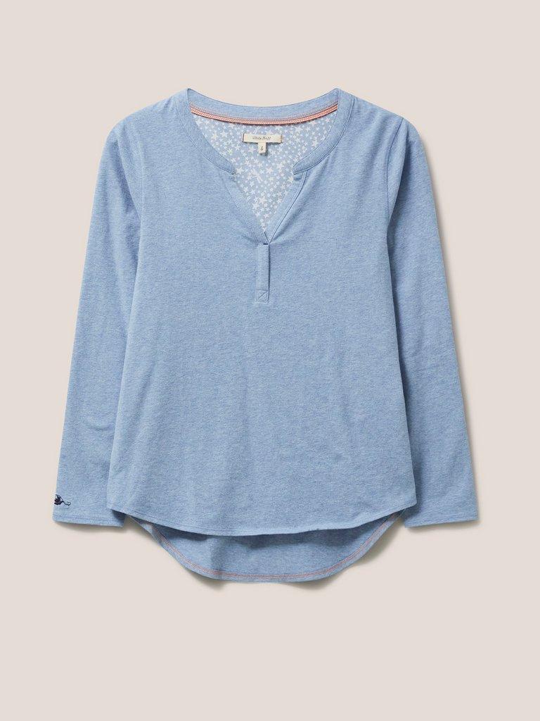 Berry PJ Top in MID BLUE - FLAT FRONT