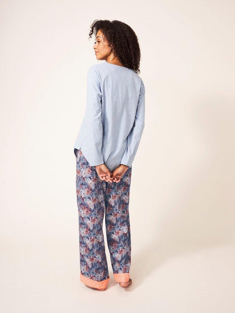 Berry PJ Top in MID BLUE - MODEL BACK