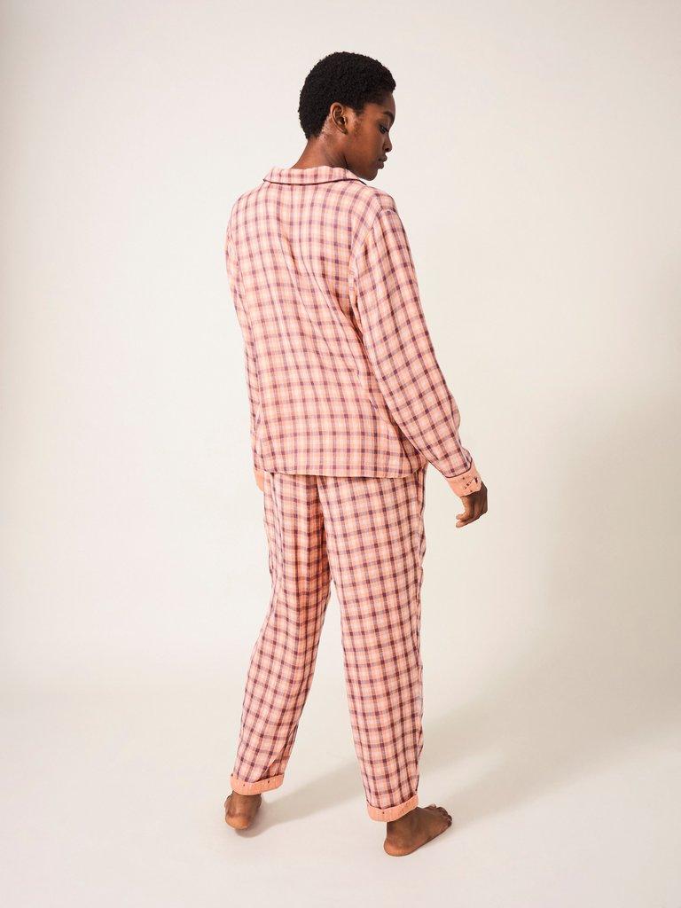 Nightsky Check PJ Shirt in PINK MLT - MODEL BACK