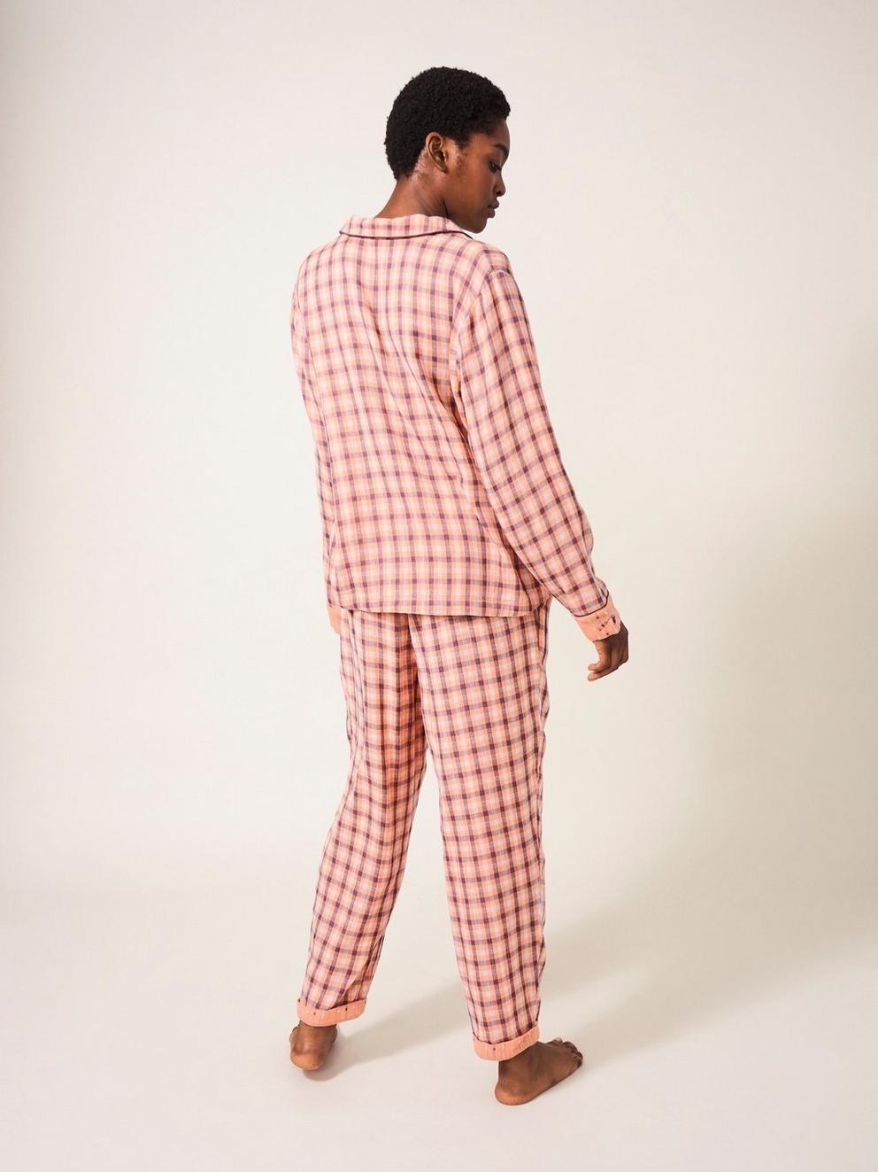 Nightsky Check PJ Shirt in PINK MLT - MODEL BACK