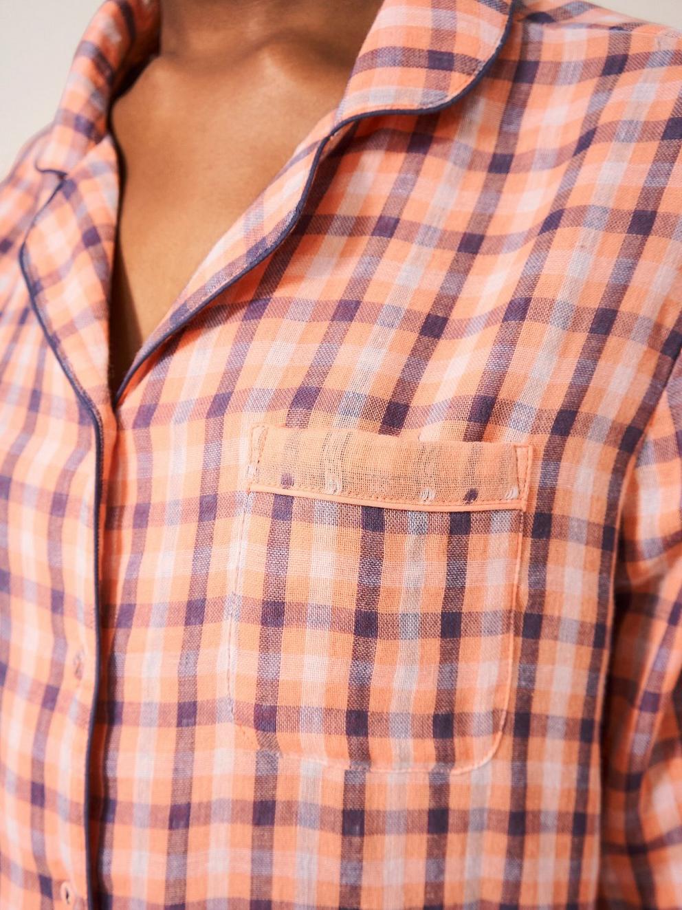 Nightsky Check PJ Shirt in PINK MLT - MODEL DETAIL