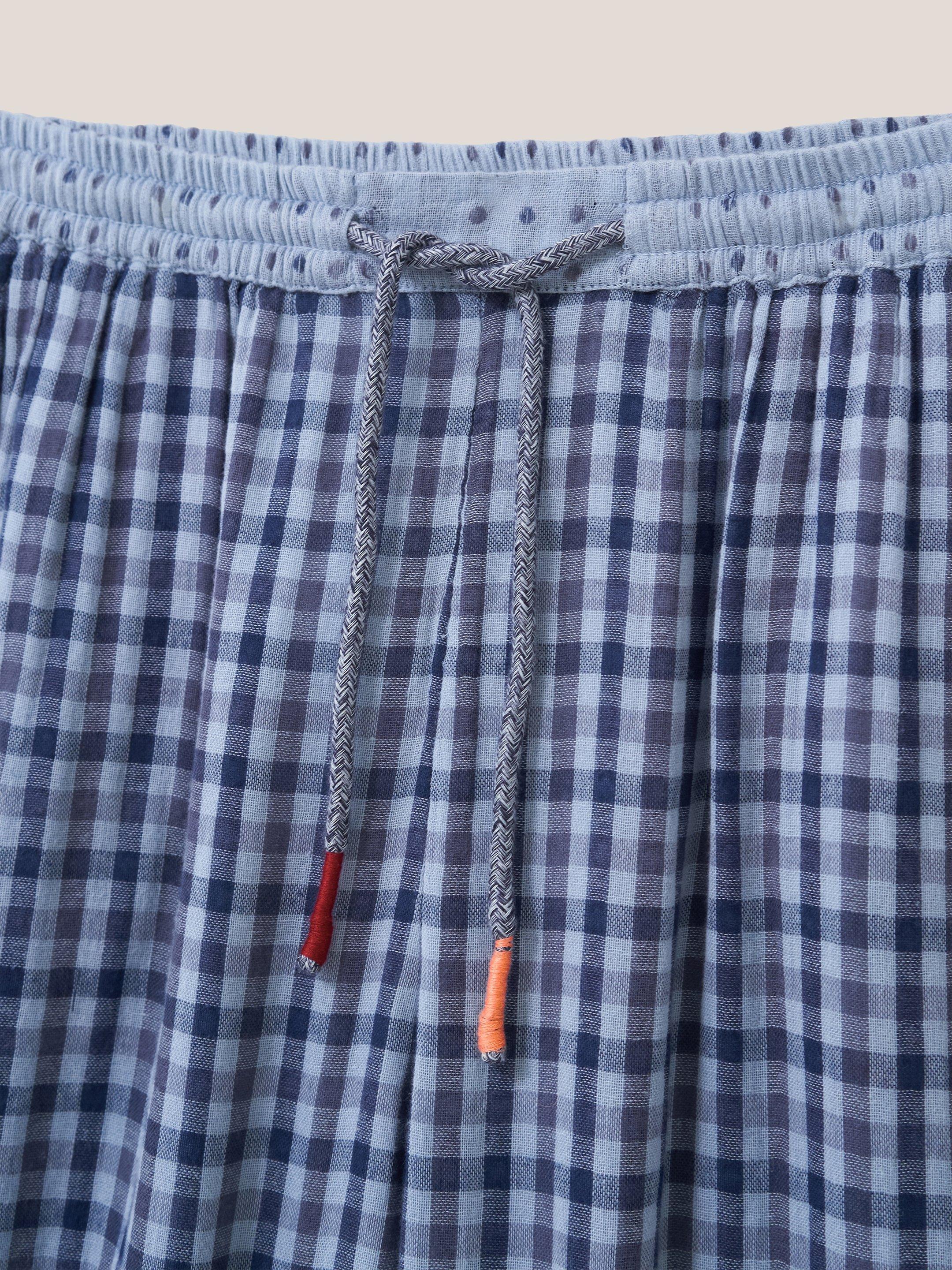 Nightsky Check PJ Bottom in BLUE MLT - FLAT DETAIL