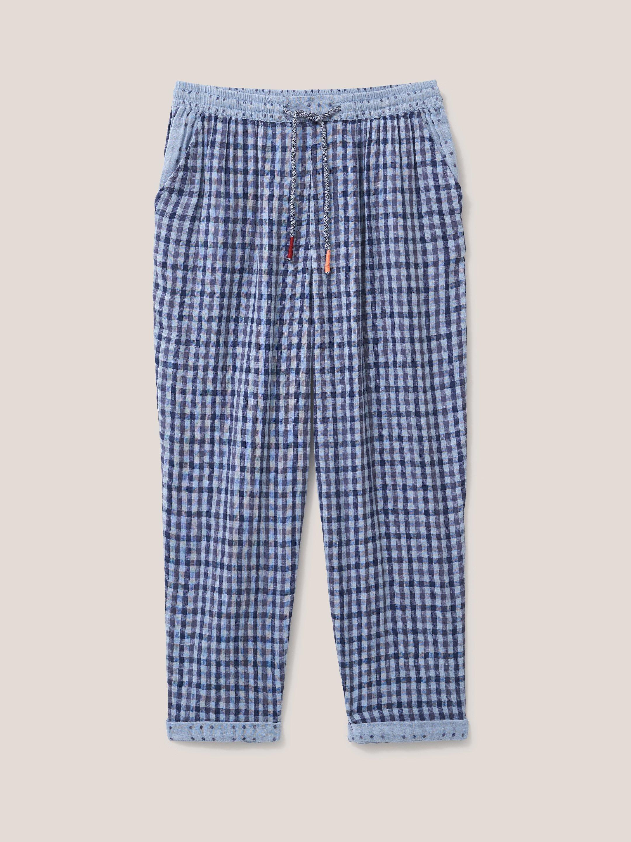 Nightsky Check PJ Bottom in BLUE MLT - FLAT FRONT