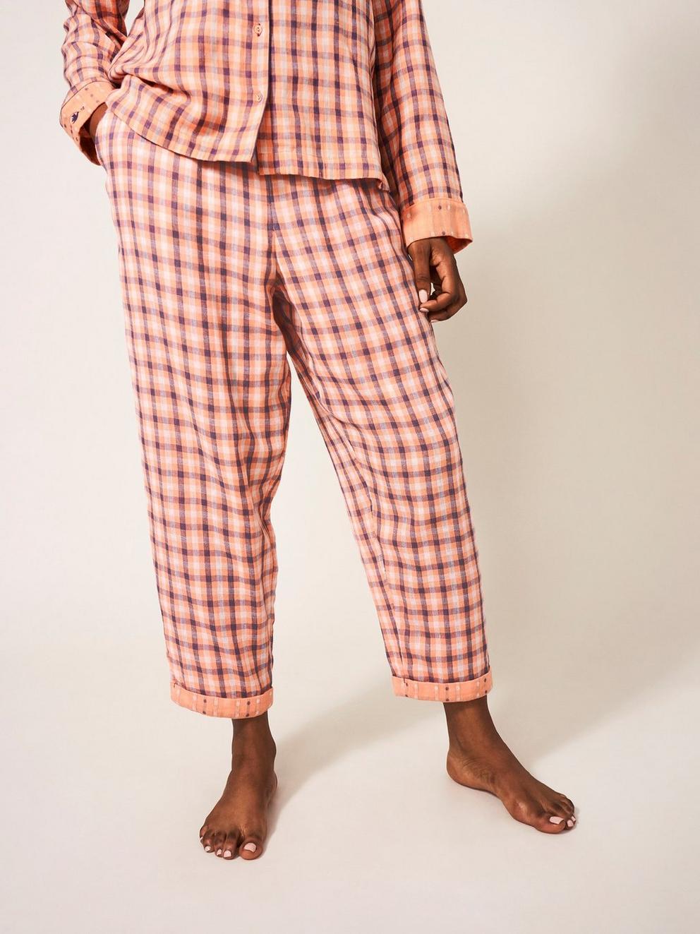 Nightsky Check PJ Bottom in PINK MLT - MODEL FRONT