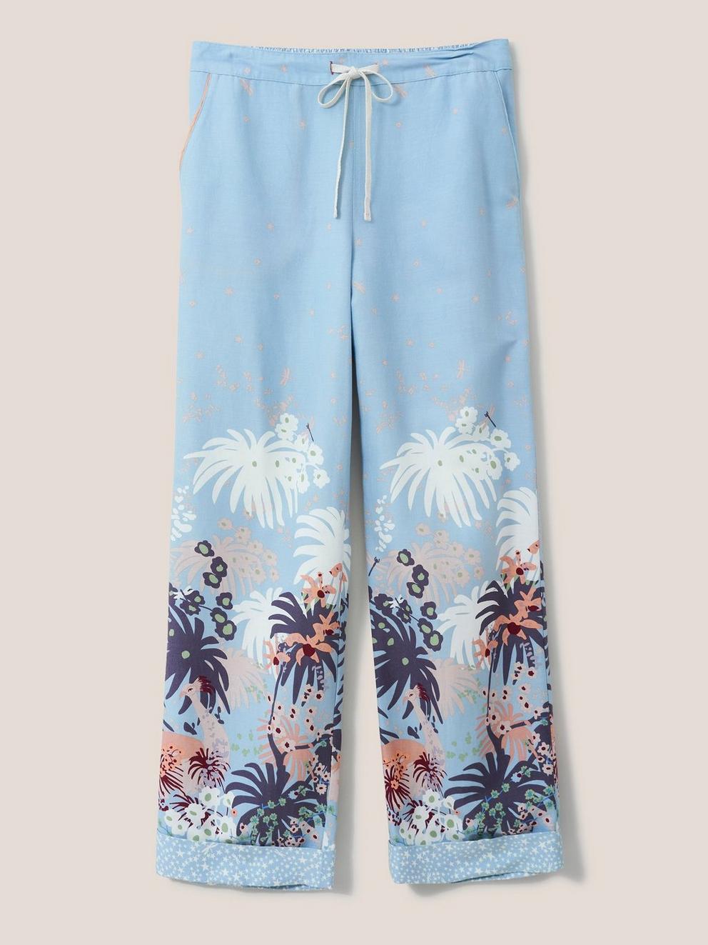 Nina Woven PJ Bottom in BLUE PR - FLAT FRONT