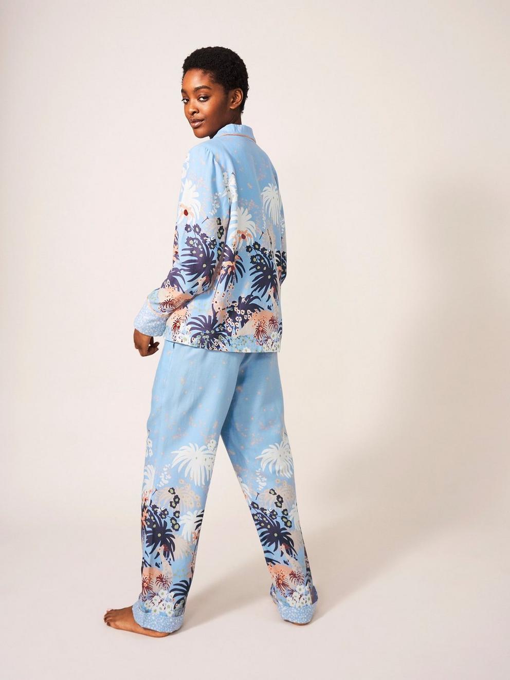 Nina Woven PJ Bottom in BLUE PR - MODEL BACK