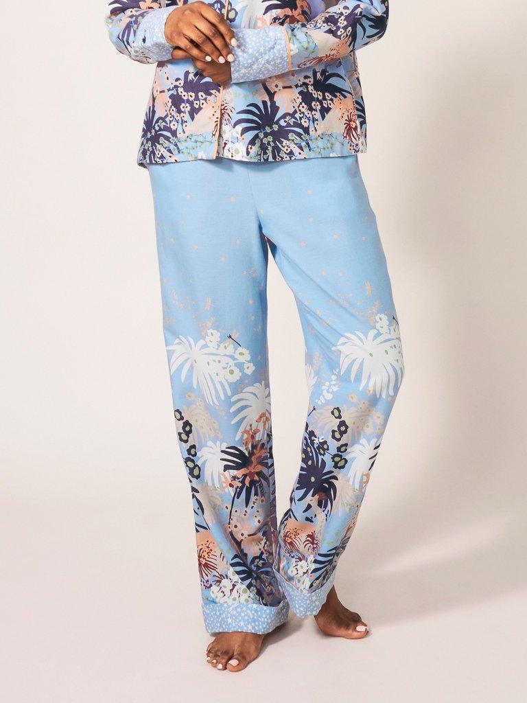 Nina Woven PJ Bottom in BLUE PR - MODEL FRONT