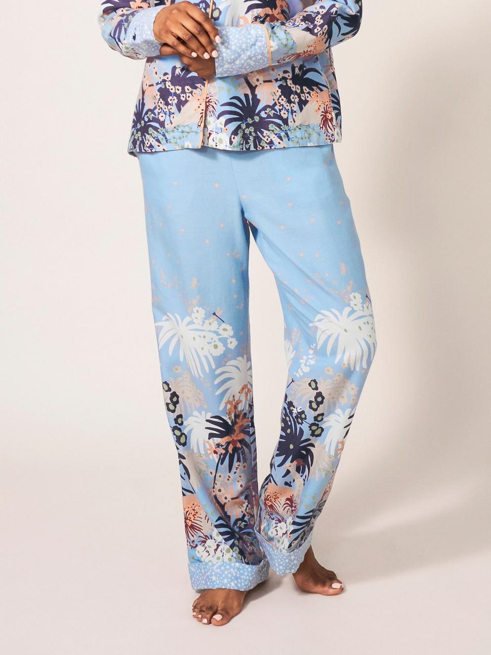 Nina Woven PJ Bottom in BLUE PR - MODEL FRONT