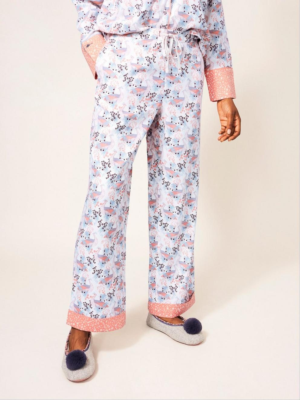 Nina Woven PJ Bottom in IVORY MLT - MODEL FRONT