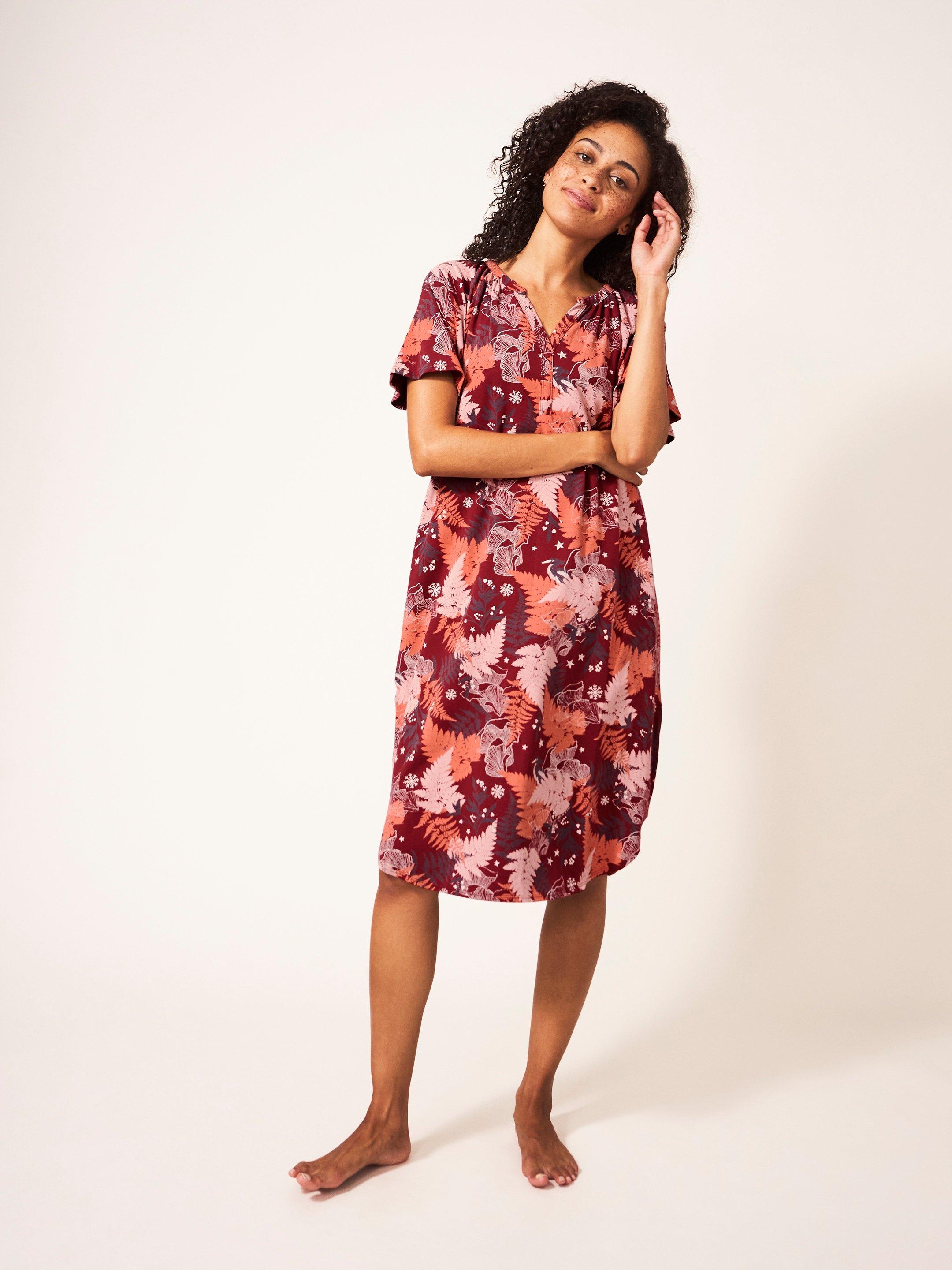 Fern Jersey Nightie in RED MULTI | White Stuff