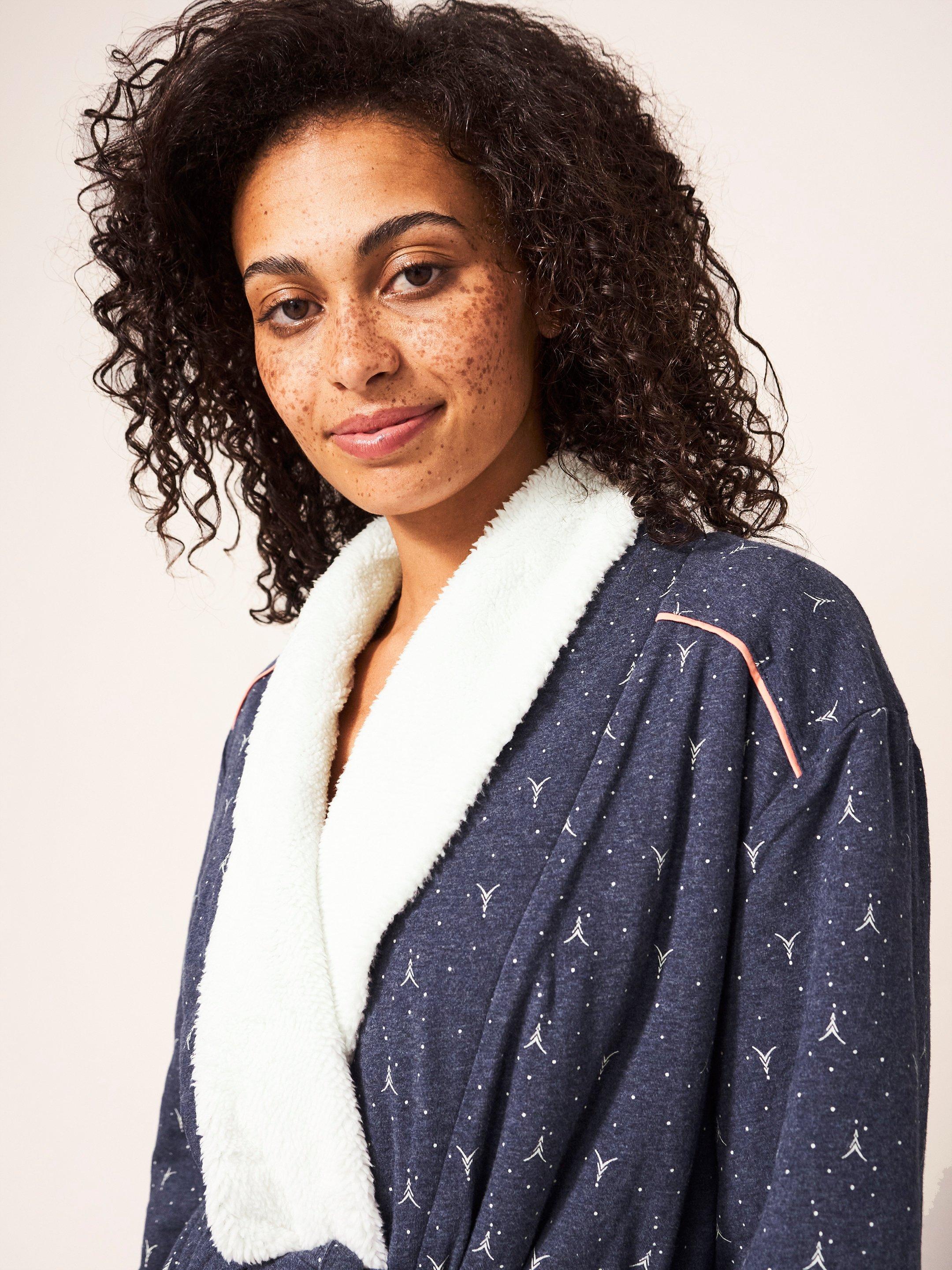 Ava Lined Robe in PURPLE MLT - MODEL FRONT