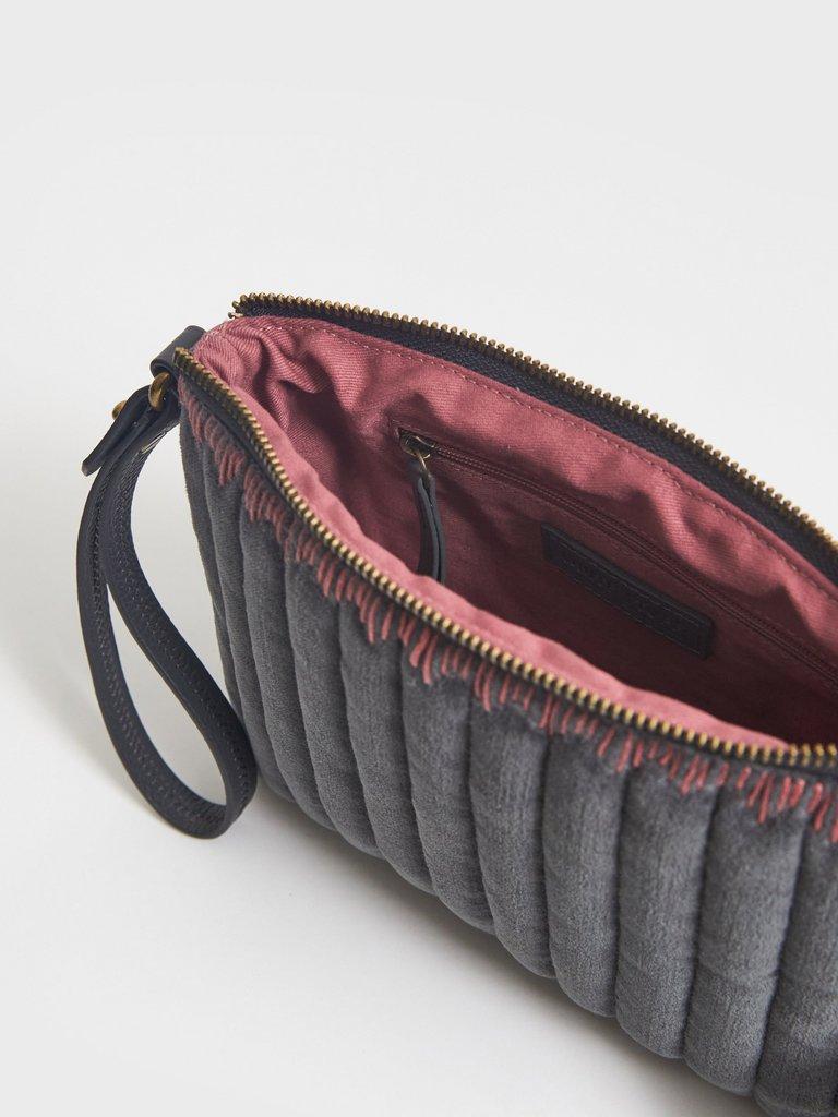 Velvet Poppy Pouch Bag in CHARC GREY - FLAT DETAIL