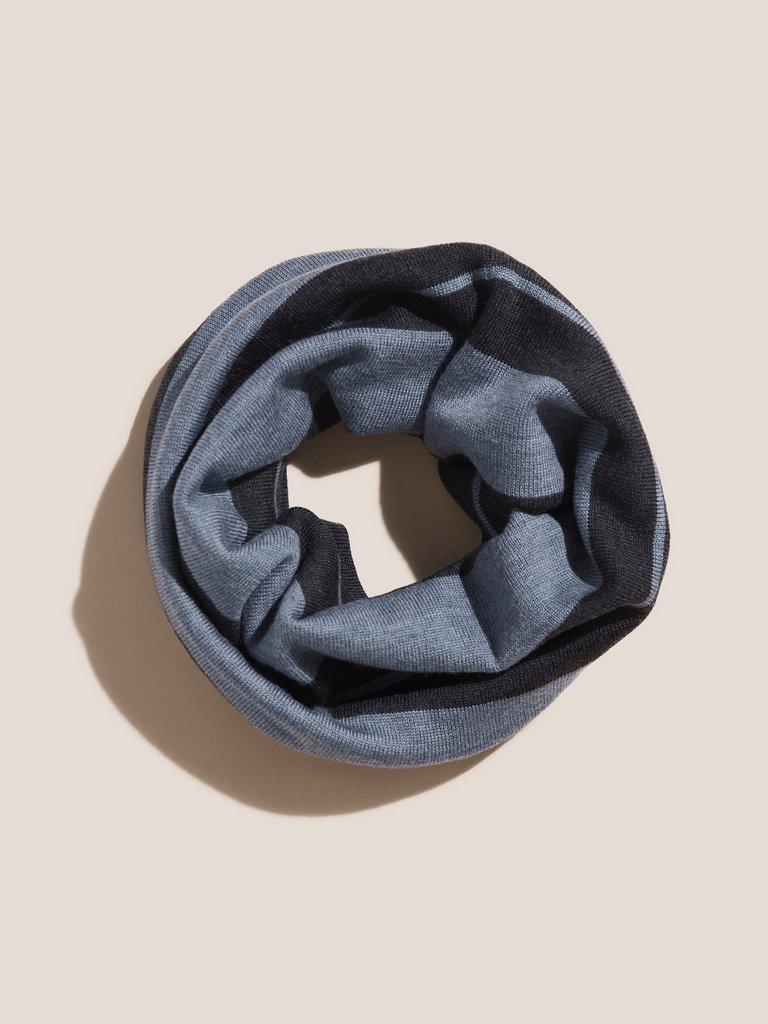 Reversible Merino Snood in BLUE MLT - FLAT FRONT